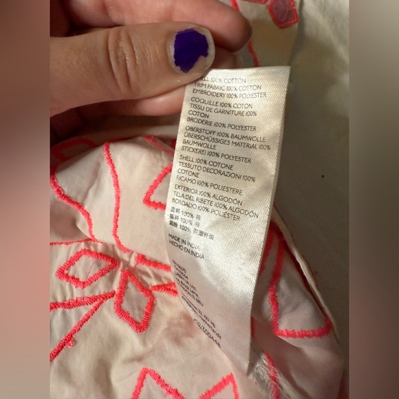 Anthropologie Maeve Pink and White Embroidered Off the Shoulder Top Medium - Picture 10 of 10